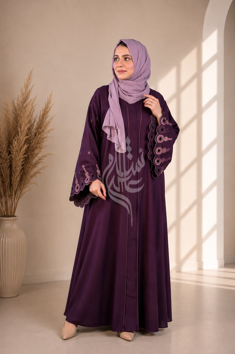 Plum Embroidered Abaya